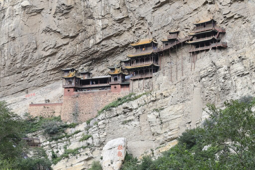The Hanging Temple of Mount Heng near Datong, its halls pinned to the cliff face