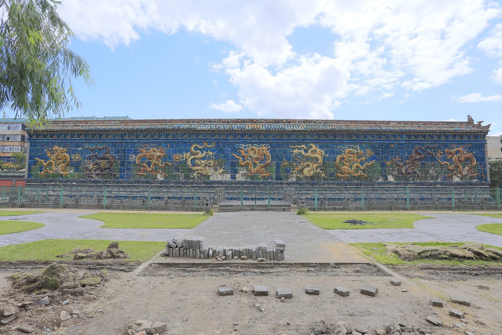 The glazed-tile Nine-Dragon Wall of Datong, a Ming-dynasty screen wall