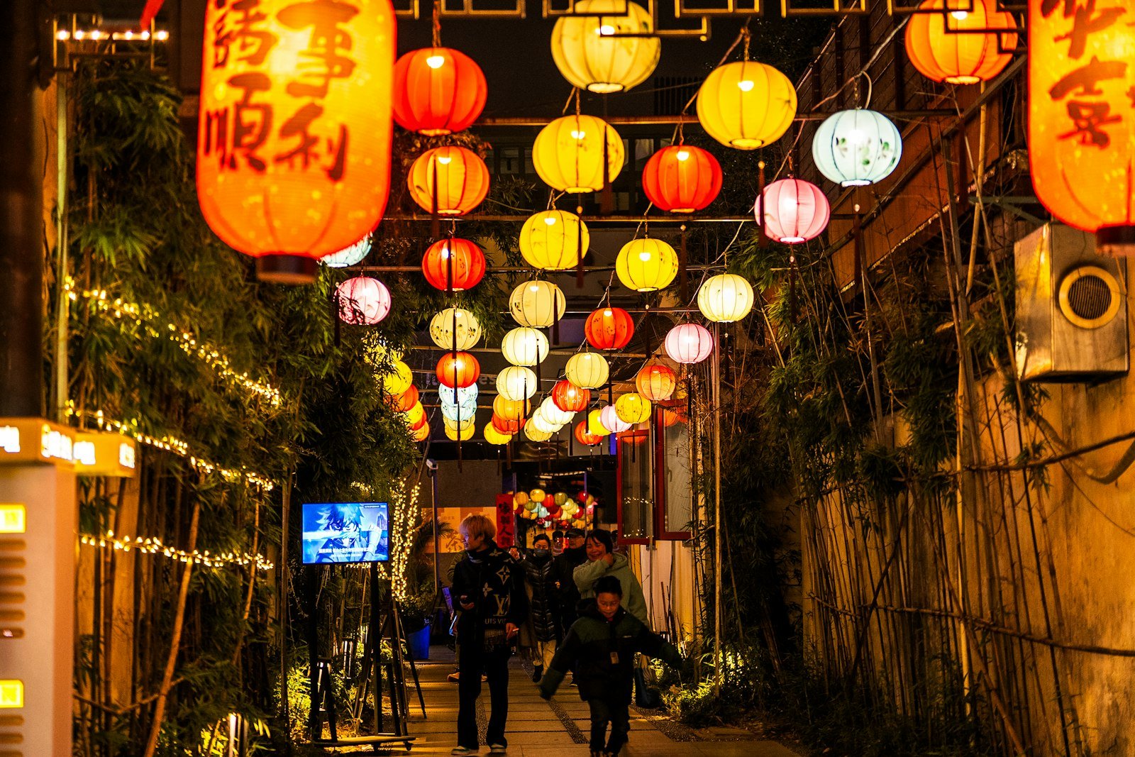 A narrow old lane of low brick houses in a Chinese old town