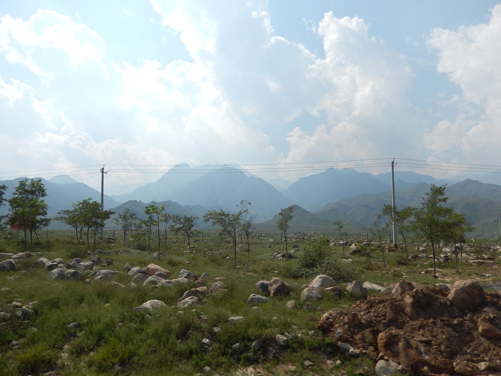 The Helan Mountains rising above the plain west of Yinchuan